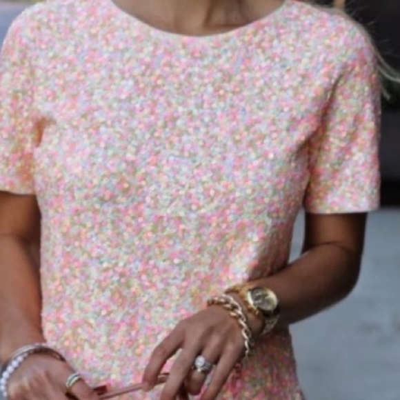 J‎ crew cluster sequined tee. NWOT - Picture 1 of 5